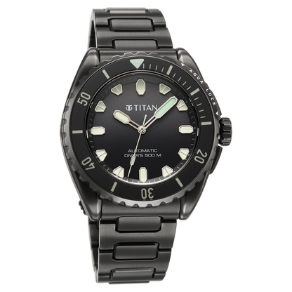 Titan Zero Hour Professional Diver's 500m Limited Edition Automatic Analog with Black Dial Black Titanium & Black FKM Strap Watch for Men 10071QM01