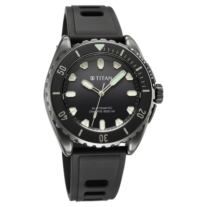 Titan Zero Hour Professional Diver's 500m Limited Edition Automatic Analog with Black Dial Black Titanium & Black FKM Strap Watch for Men 10071QM01