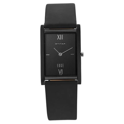 Titan Edge Quartz Analog Black Dial Leather Strap Watch for Men nu1043nl01