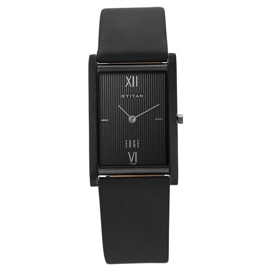 Titan Edge Quartz Analog Black Dial Leather Strap Watch for Men nu1043nl01