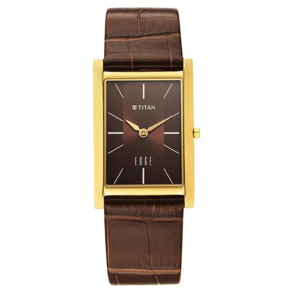 Titan Edge Monture Quartz Analog Brown Dial Brown Leather Strap Watch For Men 1043yl10