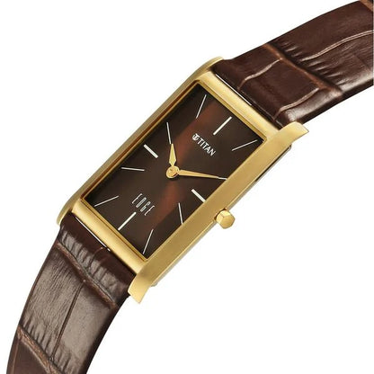 Titan Edge Monture Quartz Analog Brown Dial Brown Leather Strap Watch For Men 1043yl10