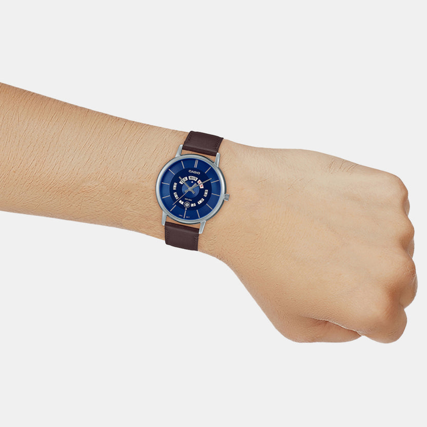Enticer Men Quartz Blue Dial Analog Leather Watch A2136