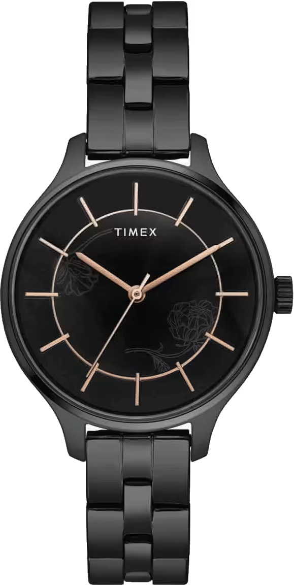 Timex Fashion Women Quartz Black Dial Analog Stainless Steel Watch TWEL14809