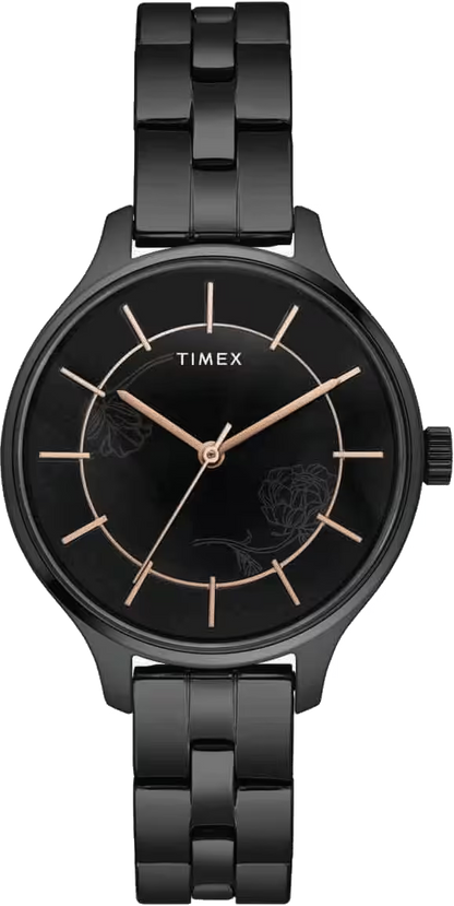 Timex Fashion Women Quartz Black Dial Analog Stainless Steel Watch TWEL14809