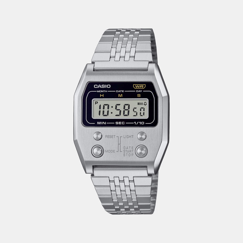 Vintage Unisex Quartz Silver Dial Digital Stainless Steel Watch D326