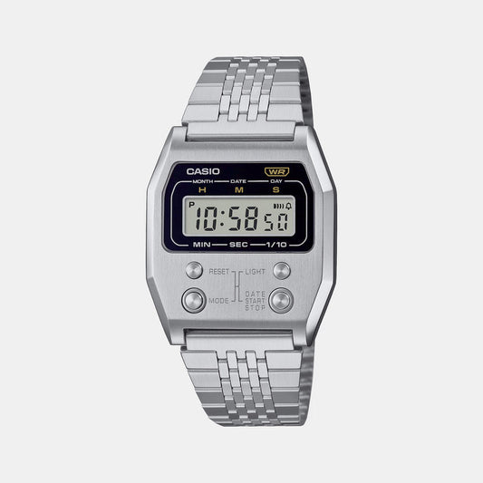 Vintage Unisex Quartz Silver Dial Digital Stainless Steel Watch D326