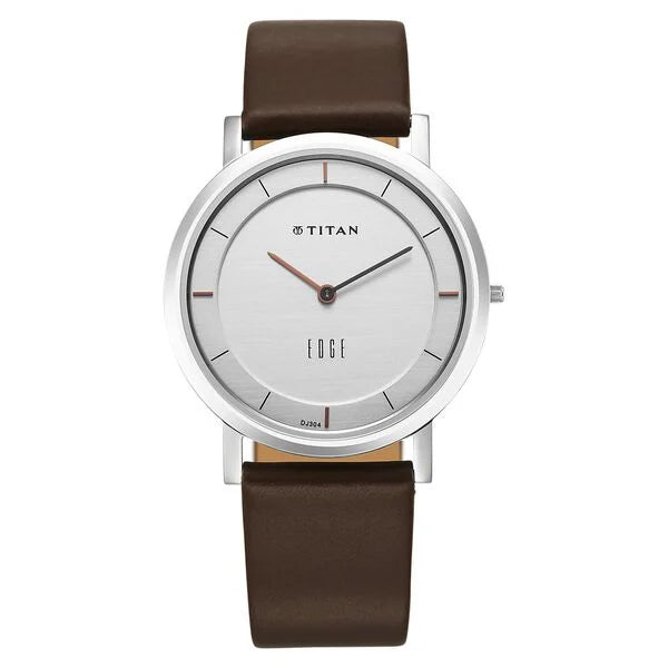 Titan Edge Silver Dial Analog Stainless Steel Leather Strap Watch for Men nu1595sl03