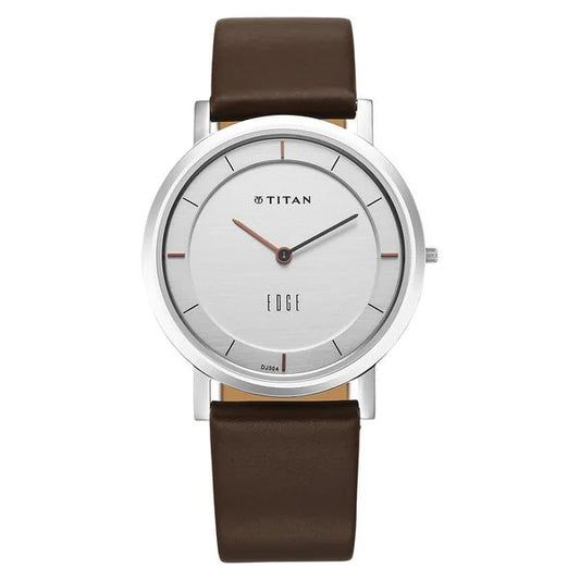 Titan Edge Silver Dial Analog Stainless Steel Leather Strap Watch for Men nu1595sl03