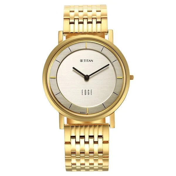 Titan Edge Metal Yellow Dial Stainless Steel Strap Watch Men NU1595YM01