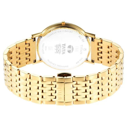 Titan Edge Metal Yellow Dial Stainless Steel Strap Watch Men NU1595YM01