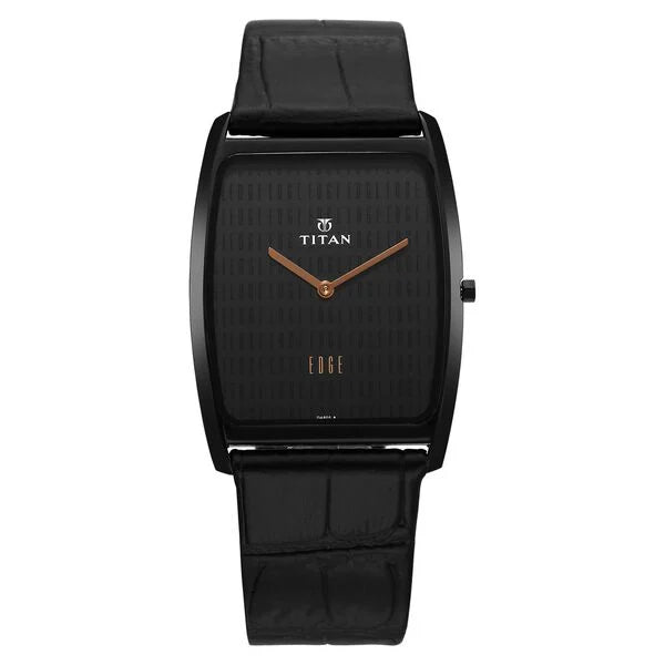 Titan Edge Black Dial Analog Leather Strap watch for Men nu1596nl01