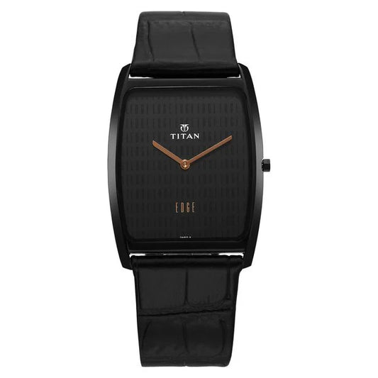 Titan Edge Black Dial Analog Leather Strap watch for Men nu1596nl01