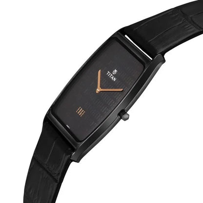 Titan Edge Black Dial Analog Leather Strap watch for Men nu1596nl01