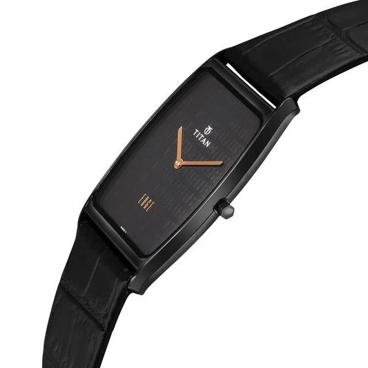 Titan Edge Black Dial Analog Leather Strap watch for Men nu1596nl01
