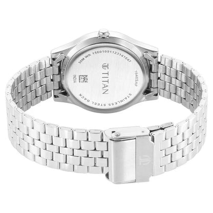 Titan Karishma Zing Quartz Analog Green Dial Silver Stainless Steel Strap Watch For Men - 35 mm Dial Size - Small Dial 1648sm01