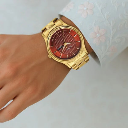 Titan Karishma Wedding Edit Quartz Analog with Day and Date Brown Dial Stainless Steel Strap Watch For Men 1650ym12