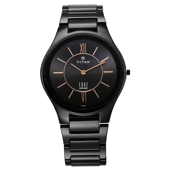Titan Edge Ceramic Quartz in Rich Black Dial Watch for Men NU1696NC01