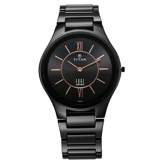 Titan Edge Ceramic Quartz in Rich Black Dial Watch for Men NU1696NC01