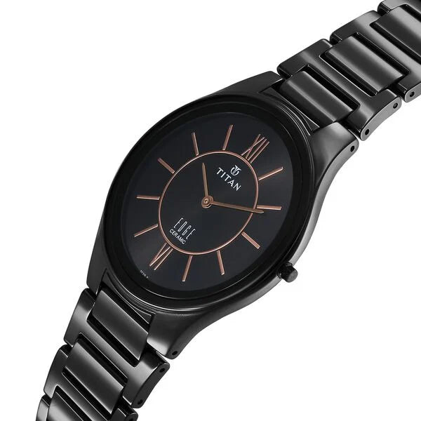 Titan Edge Ceramic Quartz in Rich Black Dial Watch for Men NU1696NC01