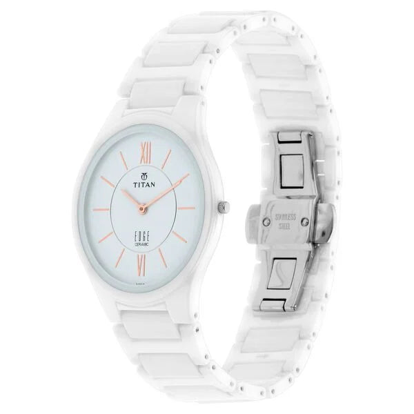 Titan Edge Ceramic Quartz in Arctic White Dial Watch for Men nt1696qc04