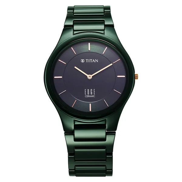Titan Edge Ceramic Quartz in Glossy Green Dial Watch for Men NU1696QC06