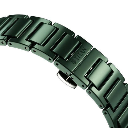 Titan Edge Ceramic Quartz in Glossy Green Dial Watch for Men NU1696QC06