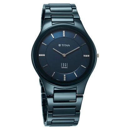 Titan Edge Ceramic Quartz in Atlantic Blue Dial with Diamonds Watch for Men NU1696QC09