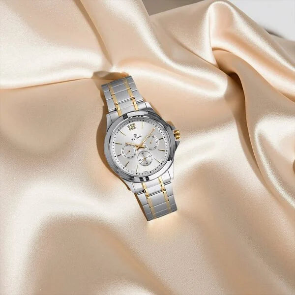 Titan Workwear Silver Dial Quartz Multifunction Stainless Steel Strap watch for Men nu1698bm01