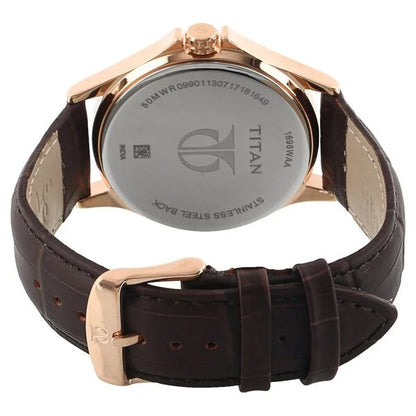 Titan Quartz Multifunction White Dial Leather Strap Watch for Men nu1698wl01