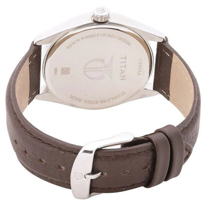 Titan Men's Timeless Charm: Men's Analog Watch with Black Dial and Brown Leather Strap nl1729sl02