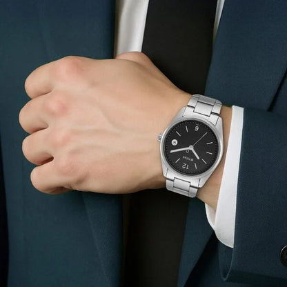 Titan Neo Black Dial Analog with Date Stainless Steel Strap watch for Men nr1729sm08
