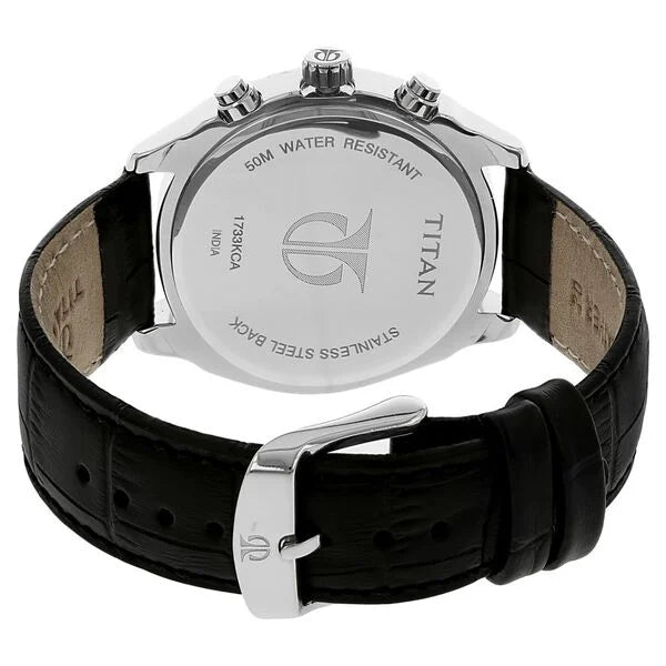 Titan Men's Midnight Precision: Multifunction Blue Dial with Classic Leather Strap Watch nu1733kl01