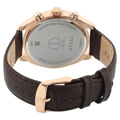 Titan Quartz Multifunction Black Dial Leather Strap Watch for Men nu1733kl03