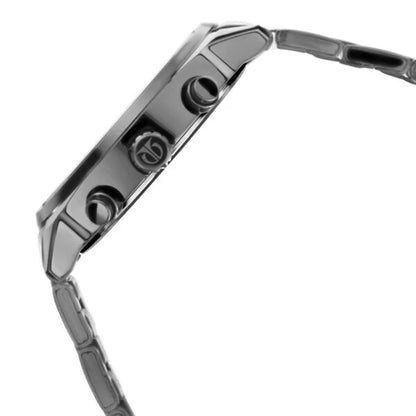 Titan Men's Metropolitan Luxe: Multifunction Mono black Dial with Two-Tone Stainless Steel Bracelet Watch nu1733nm01