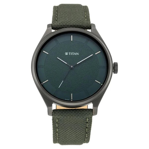 Titan Workwear Green Dial Analog Leather Strap Watch for Men nt1802nl02