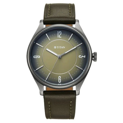 Titan Neo Basics Analog with Green Dial Green Leather Strap Watch for Men 1802ql05 Men's Watch
