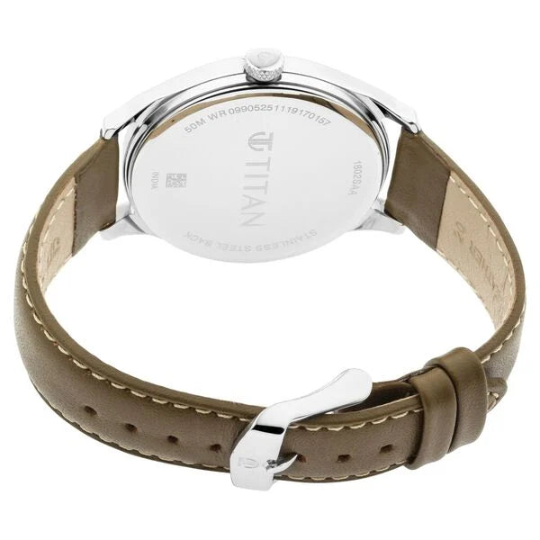 Titan Men's Urban Edge Lustrous Gold Dial Leather Watch np1802sl09