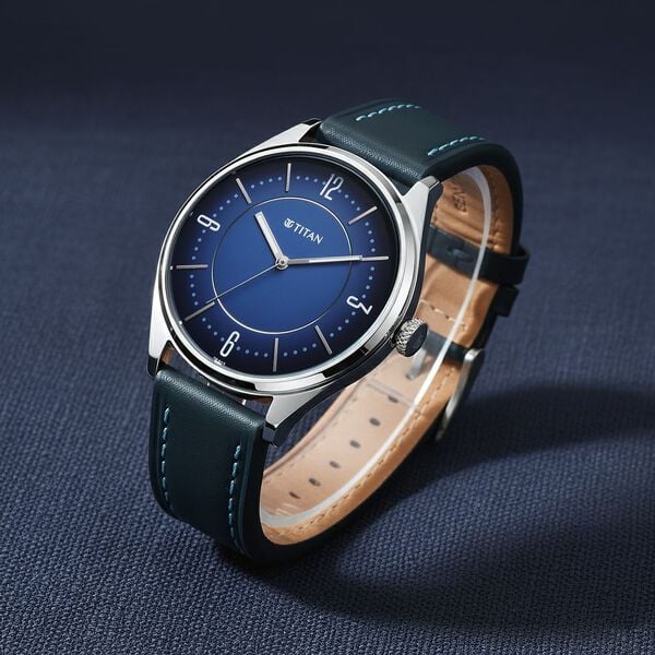 Titan Neo Basics Analog with Blue Dial Blue Leather Strap Watch for Men 1802sl21