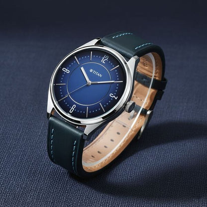 Titan Neo Basics Analog with Blue Dial Blue Leather Strap Watch for Men 1802sl21