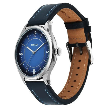 Titan Neo Basics Analog with Blue Dial Blue Leather Strap Watch for Men 1802sl21