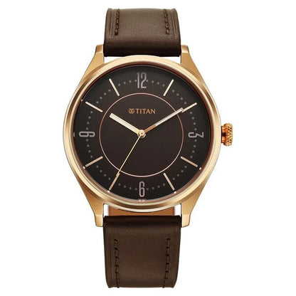 Titan Neo Basics Analog with Brown Dial Brown Leather Strap Watch for Men 1802wl03