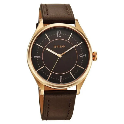 Titan Neo Basics Analog with Brown Dial Brown Leather Strap Watch for Men 1802wl03