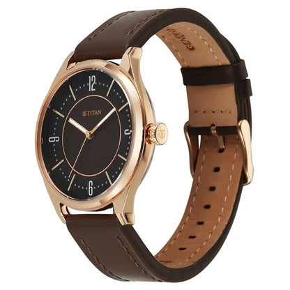 Titan Neo Basics Analog with Brown Dial Brown Leather Strap Watch for Men 1802wl03