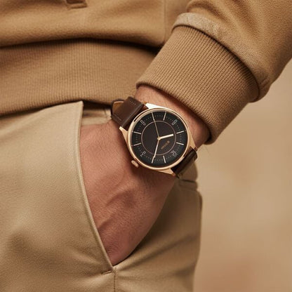 Titan Neo Basics Analog with Brown Dial Brown Leather Strap Watch for Men 1802wl03