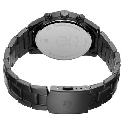 Titan Workwear Multifunction Black Round Dial Black Metal Strap Watch For Men nt1805nm01