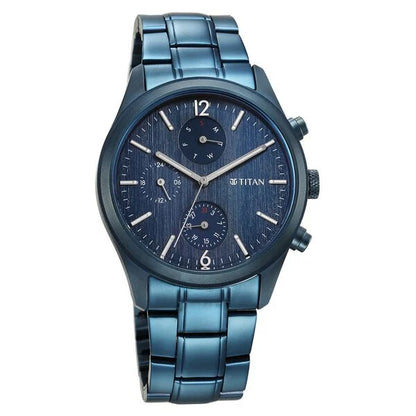 Titan Neo Splash Multifunction Blue Dial Blue Stainless Steel Strap Watch For Men nu1805qm07