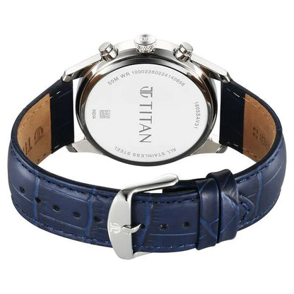 Titan Regalia Opulent Quartz Analog with Day and Date Blue Dial Blue Leather Strap Watch for Men nu1805sl13