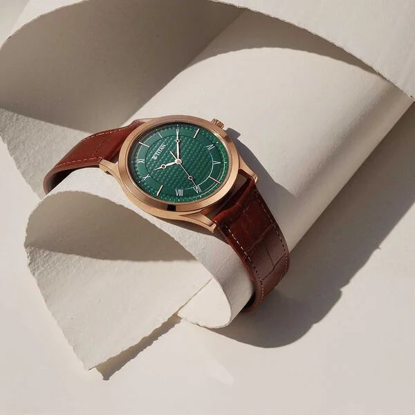 Titan Karishma Green Dial Analog Leather Strap Watch for Men nu1823wl02