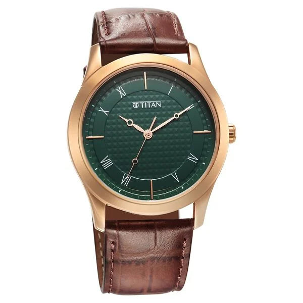 Titan Karishma Green Dial Analog Leather Strap Watch for Men nu1823wl02